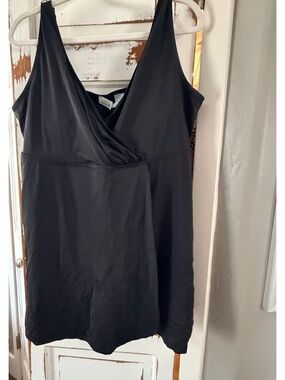 SWIM365 Black V-Neck One-Piece Swimwear